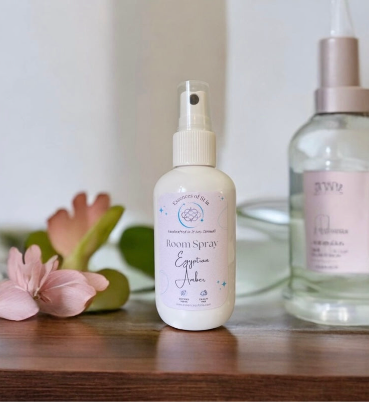 Egyptian Amber Room Spray - Eco-conscious, vegan, cruelty free warm, rich home fragrance. Highly scented, long lasting luxury handcrafted in St Ives, Cornwall.