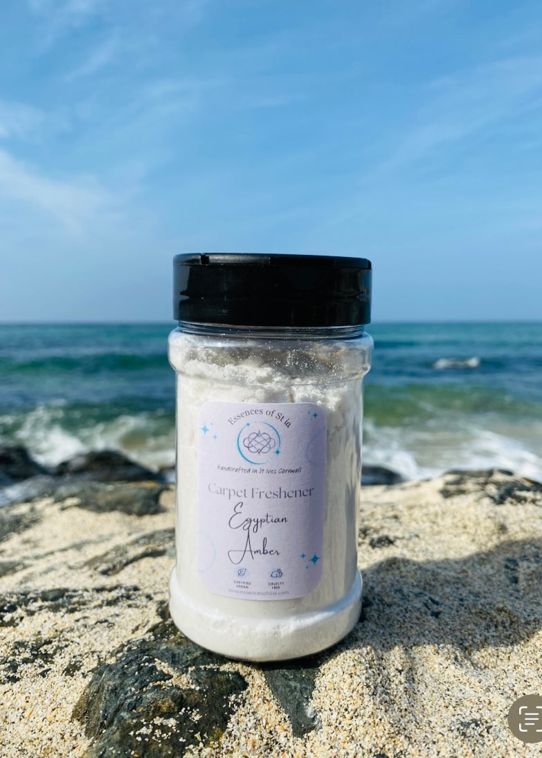 Egyptian Amber Carpet Freshener - Luxurious rich, warm home fragrance from the heart of St Ives, Cornwall. Highly scented, long lasting, vegan friendly and cruelty Free.