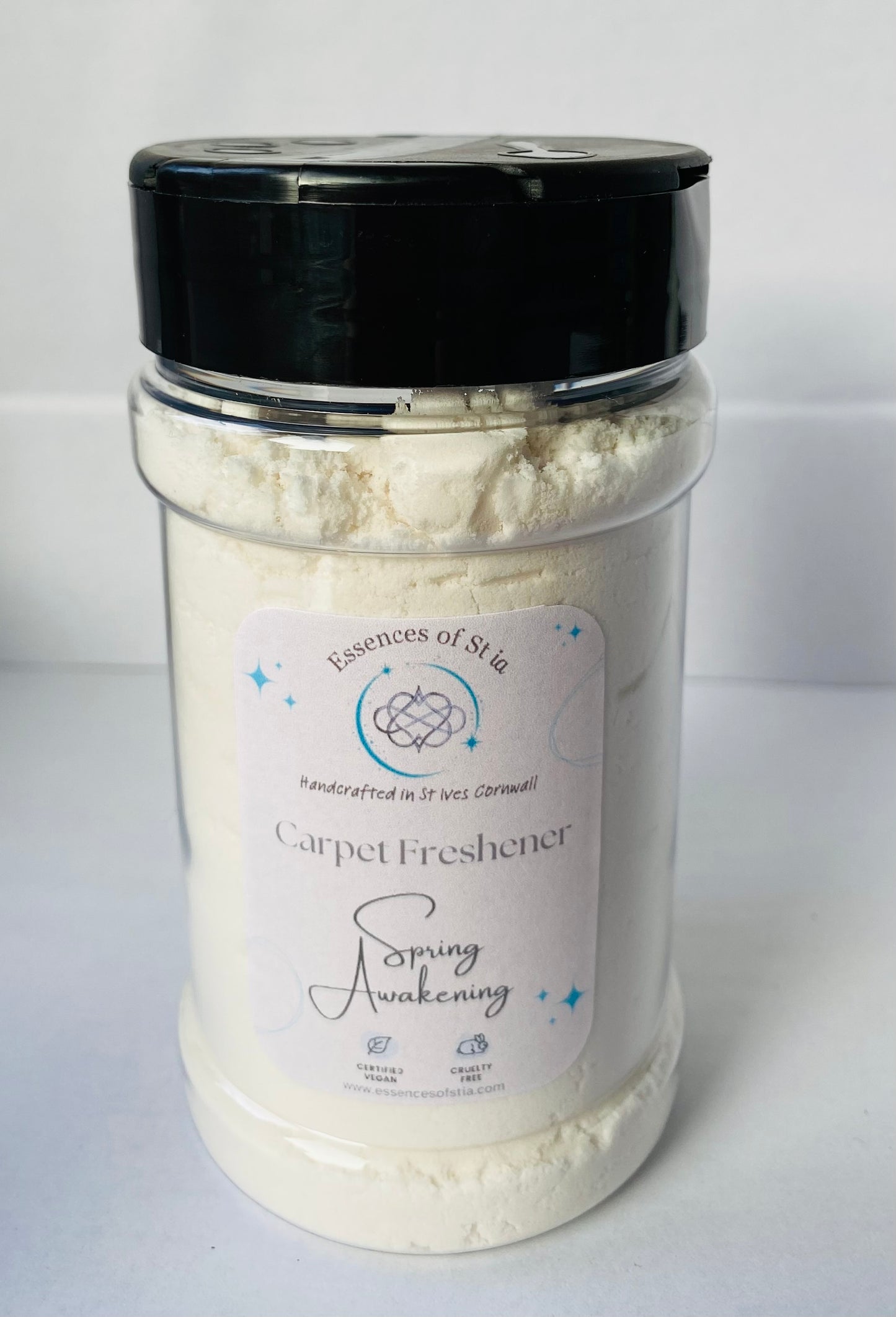 Spring Awakening Carpet Freshener - A Spanish cleaning-inspired scent. Eco-luxury, highly scented, long lasting home fragrance housed in an eco-conscious PET shaker bottle.