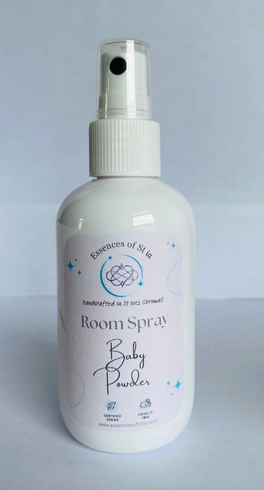 Baby Powder Room Spray - A soft, clean, fresh scent. Eco-luxury, highly scented, long lasting home fragrance housed in an eco-conscious PET bottle.