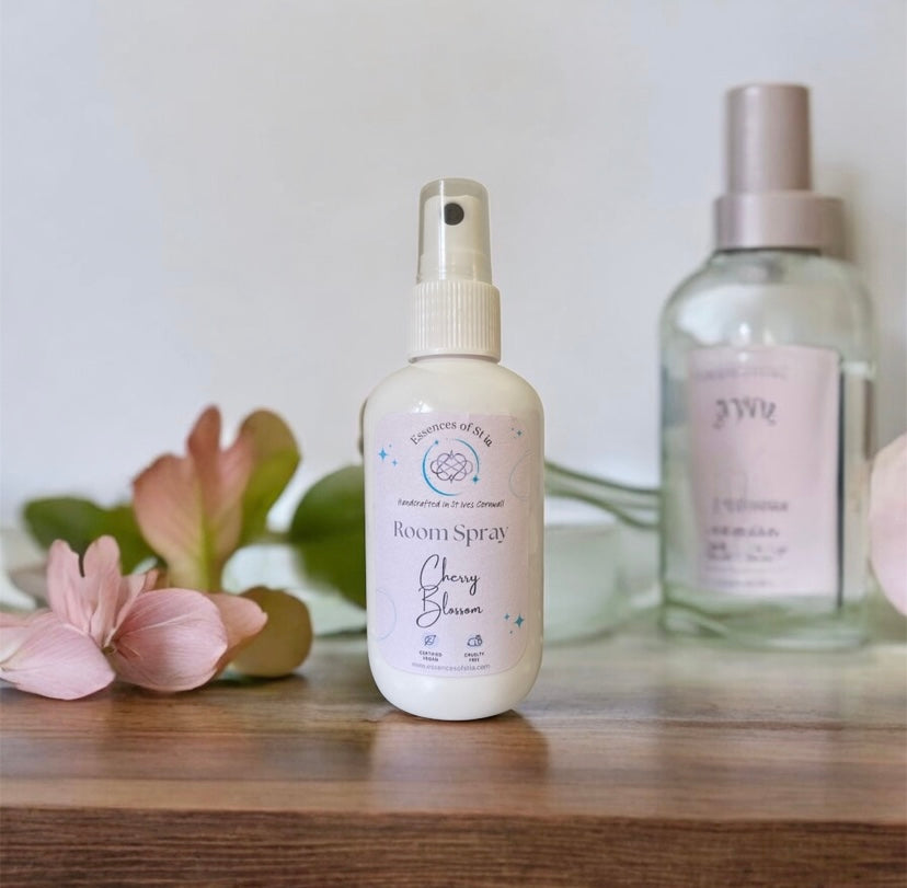 Cherry Blossom Room Spray - Eco-conscious, vegan, cruelty free laundry-inspired, floral home fragrance. Highly scented, long lasting luxury handcrafted in St Ives, Cornwall.