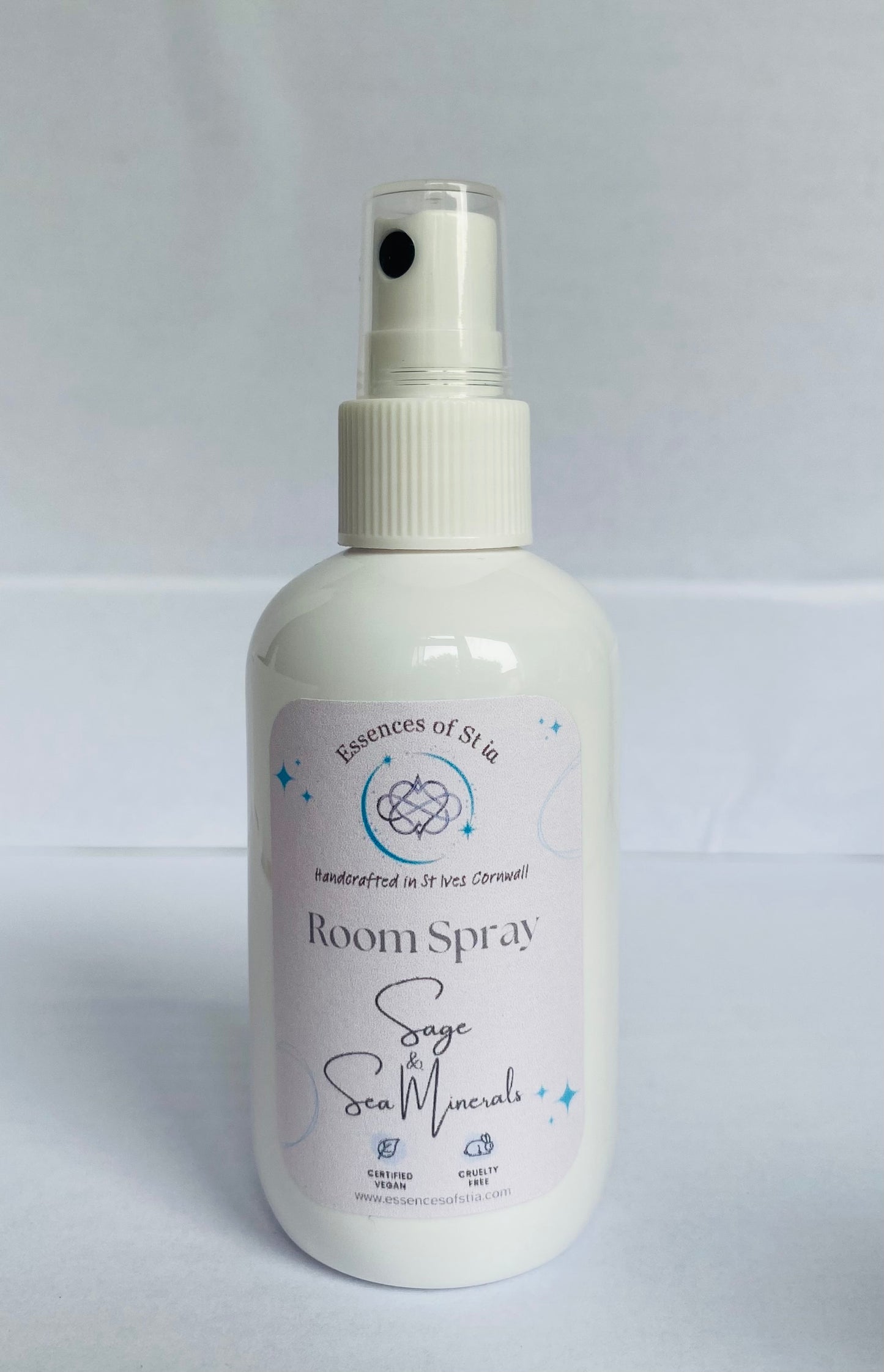 Sage and Sea Minerals Room Spray - A fresh, marine, bath and body-inspired scent. Eco-luxury, highly scented, long lasting home fragrance housed in an eco-conscious PET bottle.