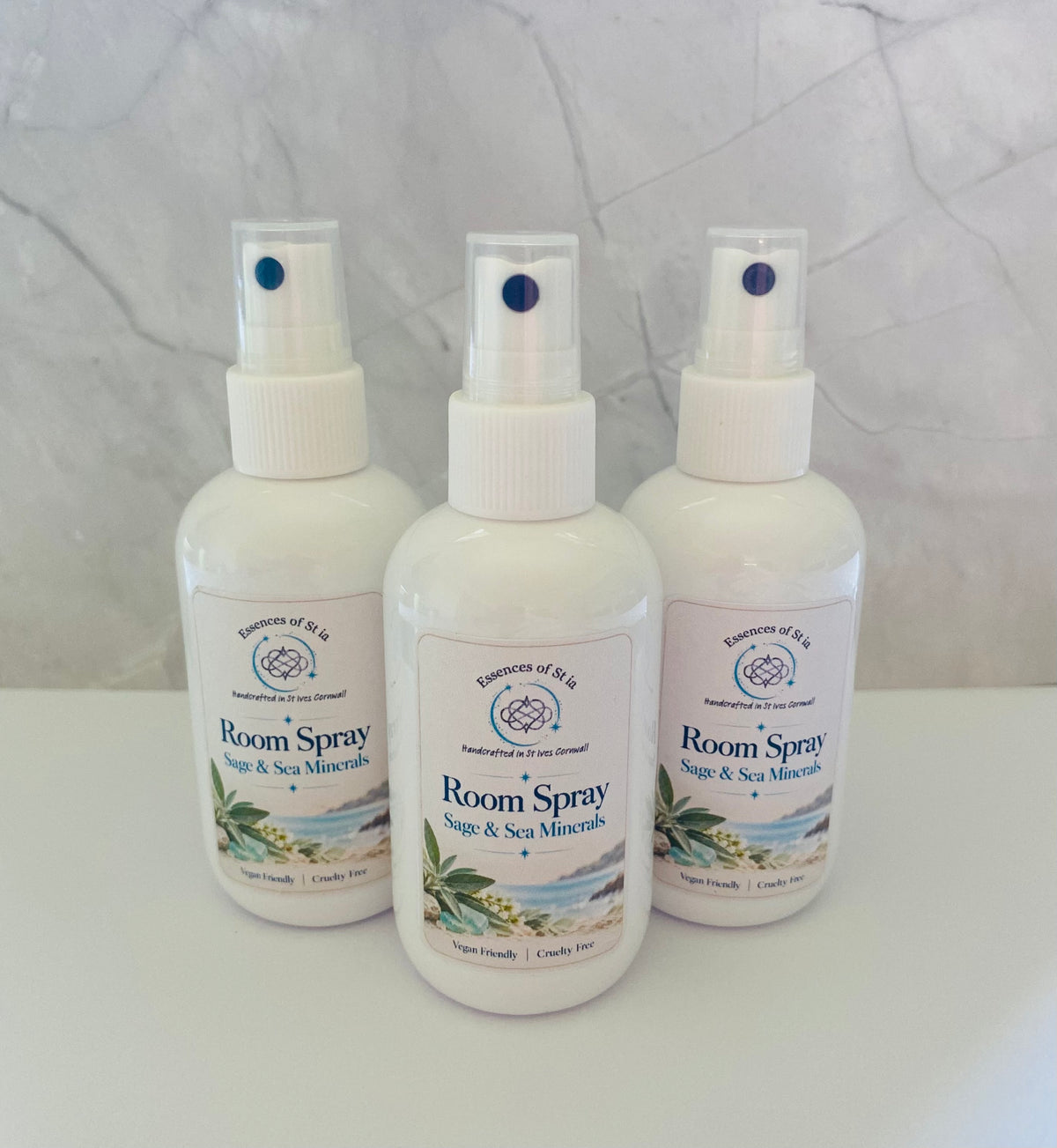 Sage & Sea Minerals Room Spray Collection – 3 x 100ml Highly Scented Long-Lasting Vegan & Eco-Friendly | Handmade in St Ives