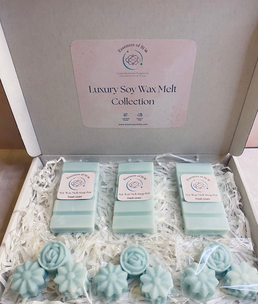 Fresh Linen Soy Wax Melt Collection | Luxury Gift Set | Highly Scented | Long Lasting | Essences of St ia