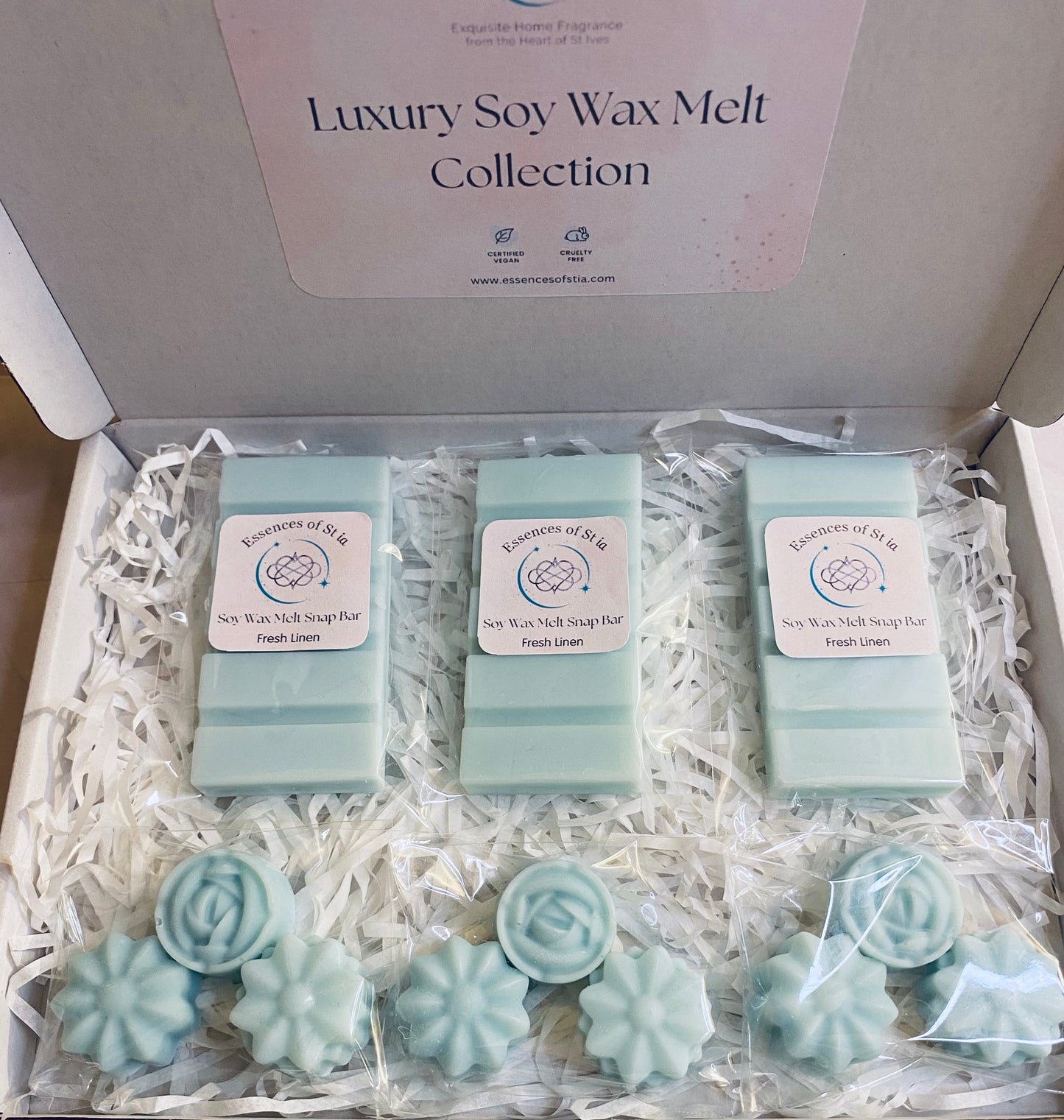 Fresh Linen Soy Wax Melt Collection | Luxury Gift Set | Highly Scented | Long Lasting | Essences of St ia