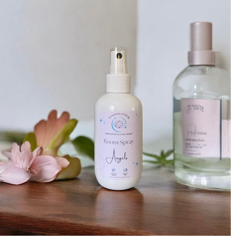 Angels Room Spray - Eco-conscious, vegan, cruelty free designer perfume-inspired home fragrance. Highly scented, long lasting luxury handcrafted in St Ives, Cornwall.