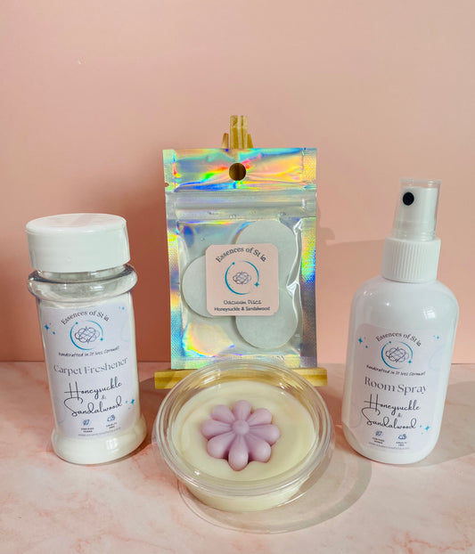 Honeysuckle & Sandalwood Home Fragrance Collection | Highly Scented Long-Lasting Vegan | Luxury Gift Set by Essences of St ia