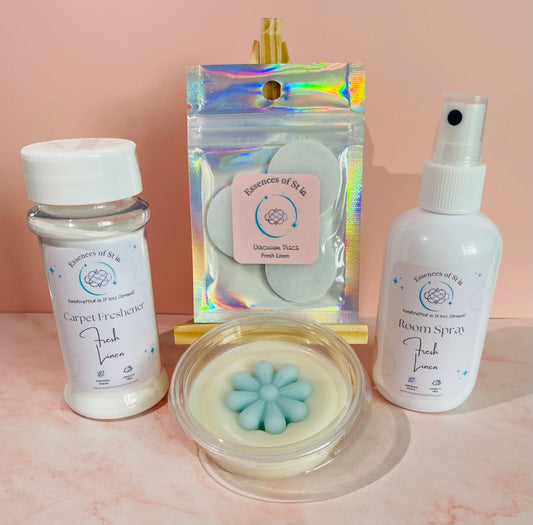 Fresh Linen Home Fragrance Collection | Highly Scented Long-Lasting Vegan | Luxury Gift Set by Essences of St ia