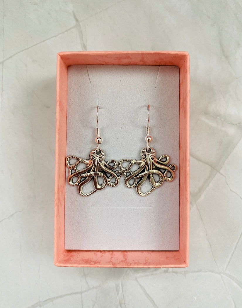 Silver Kraken Octopus Earrings | Handmade in St Ives, Cornwall