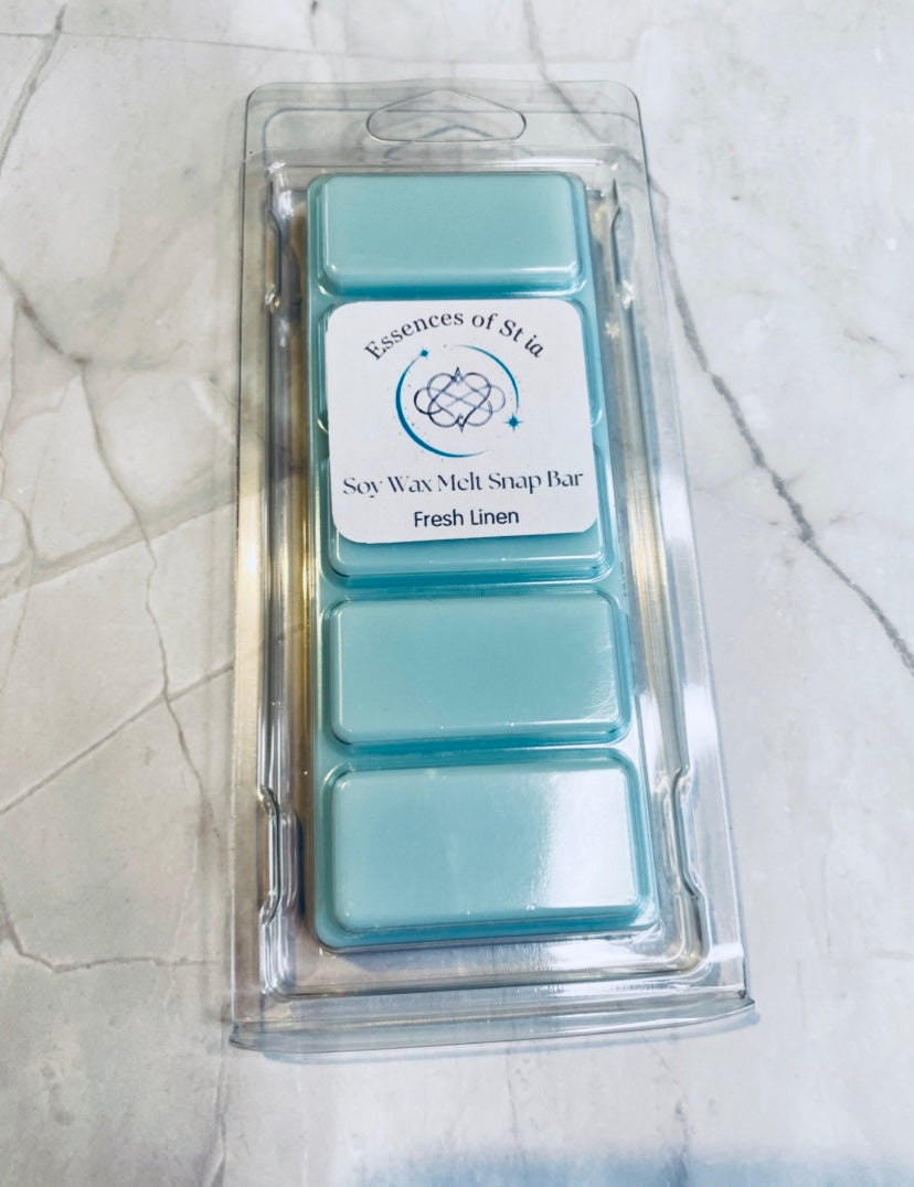 Fresh Linen Soy Wax Melt Snap Bar (50g) | Highly Scented Long Lasting Vegan Cruelty Free | Essences of St ia