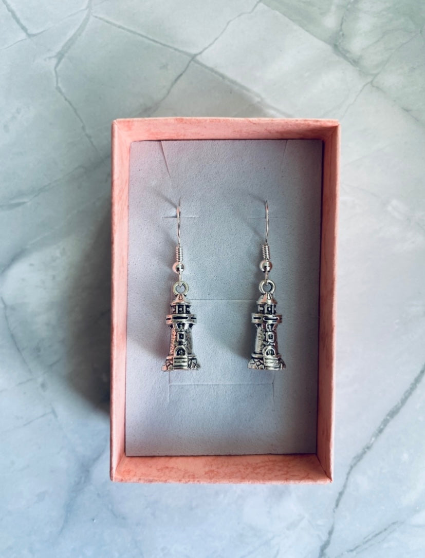 Silver Lighthouse Earrings | Handmade in St Ives, Cornwall