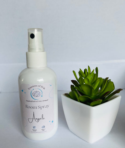 Angels Room Spray - Long lasting, vegan, cruelty free fragrance mist. Highly scented, eco-luxury handmade in St Ives, Cornwall. 
