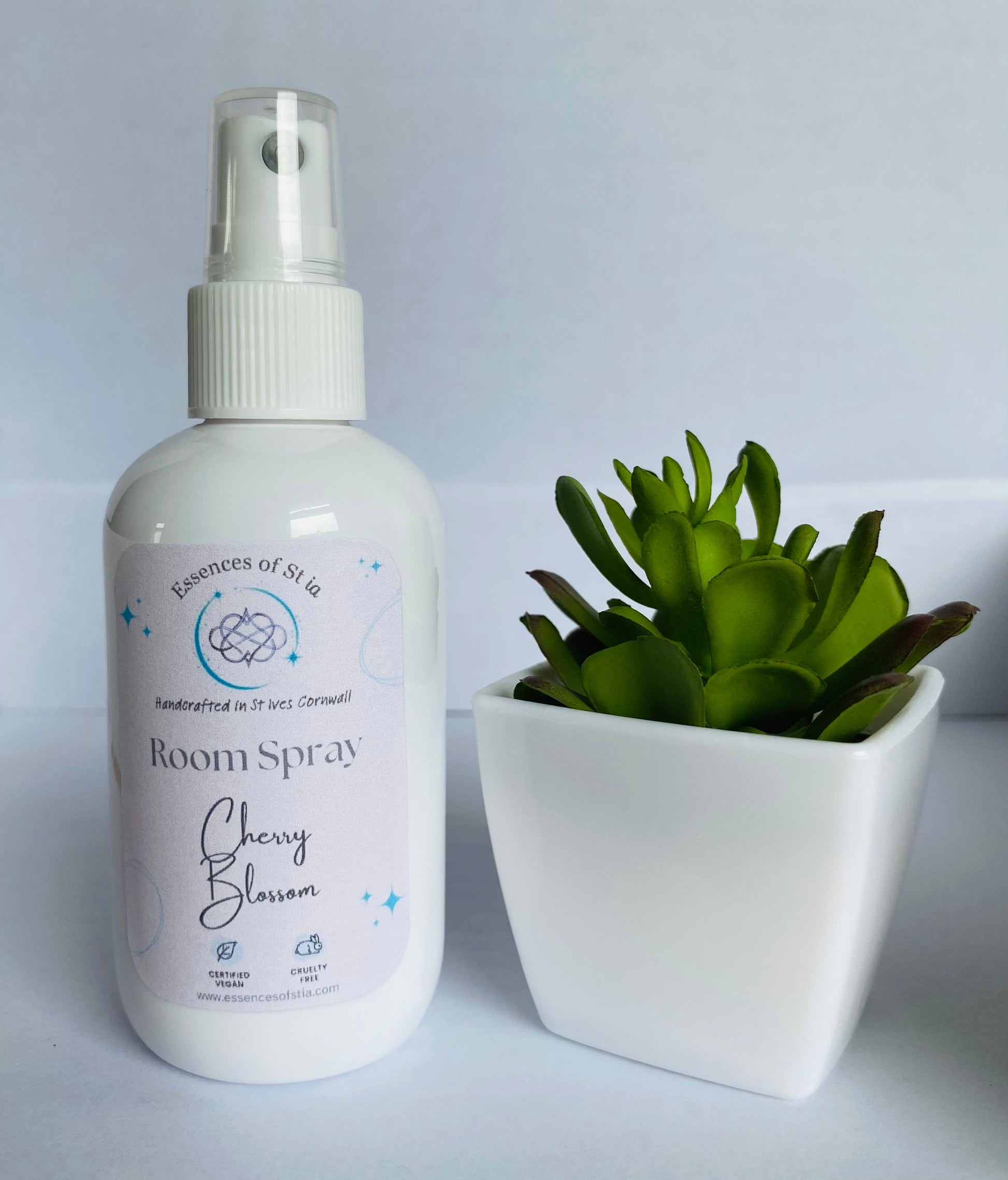 Cherry Blossom Room Spray - Long lasting, vegan, cruelty free fragrance mist. Highly scented, eco-luxury handmade in St Ives, Cornwall. 