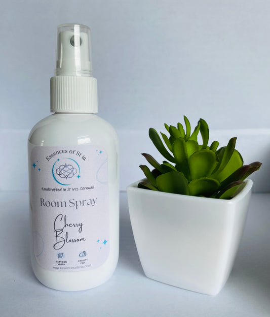 Cherry Blossom Room Spray - Long lasting, vegan, cruelty free fragrance mist. Highly scented, eco-luxury handmade in St Ives, Cornwall. 