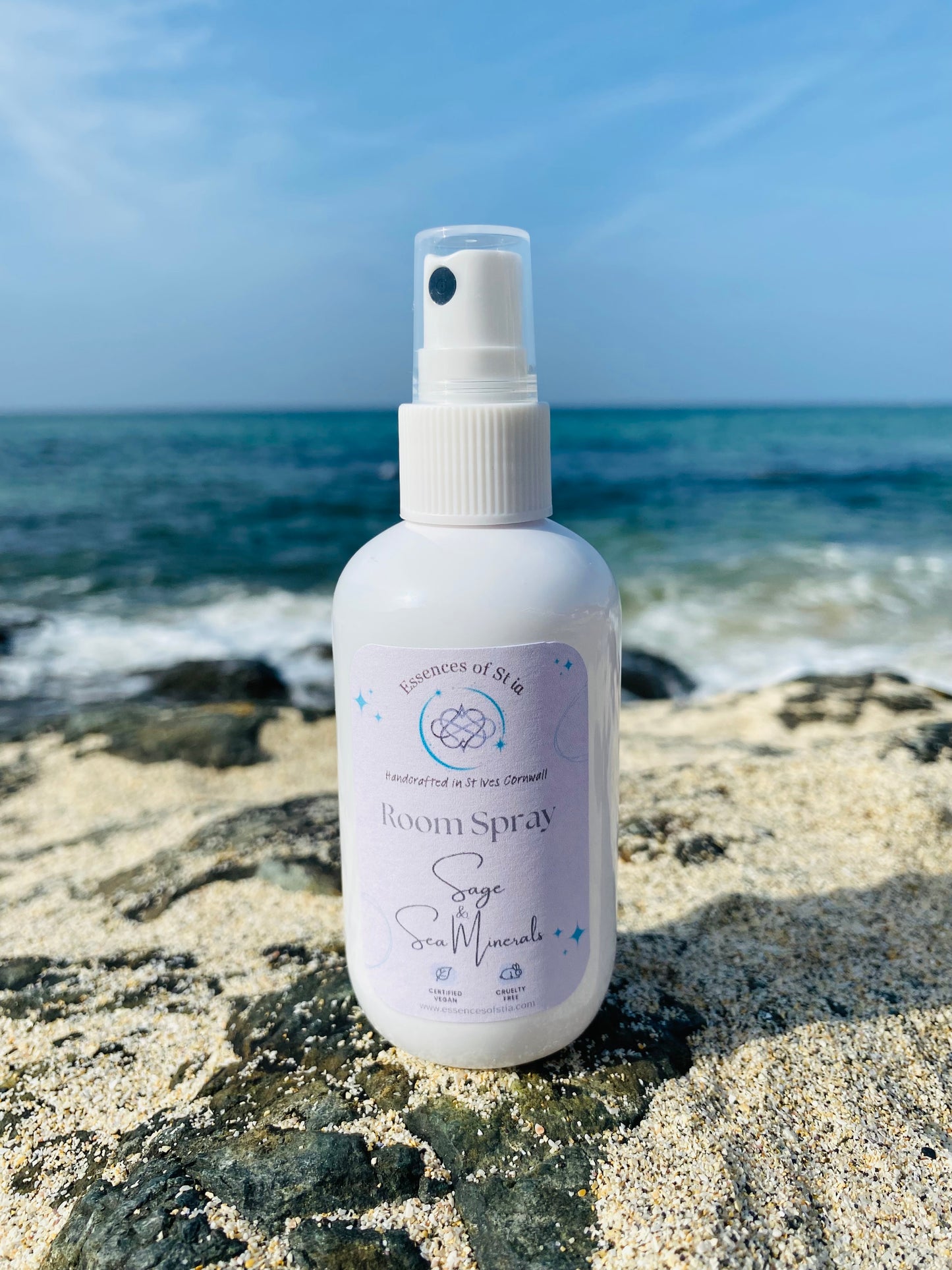 Sage and Sea Minerals Room Spray - Luxurious fresh, marine, bath and body-inspired home fragrance from the heart of St Ives, Cornwall. Highly scented, long lasting, vegan friendly and cruelty free. 