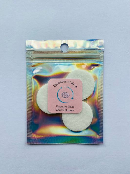 Cherry Blossom Vacuum Discs - Long lasting laundry-inspired, floral fragranced discs for highly scented eco-luxury. Handmade in St Ives, Cornwall